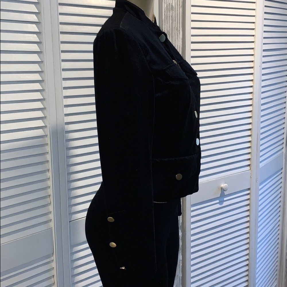 WHO WHAT WEAR Black Velvet Military Style Jacket - Picture 3 of 9